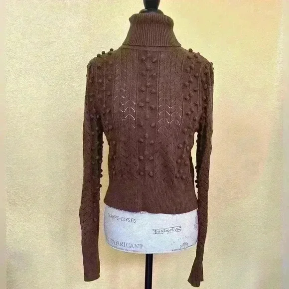 Tularosa Chocolate “Achilles” Cropped Turtleneck Sweater Large New Without Tags! - Picture 5 of 9